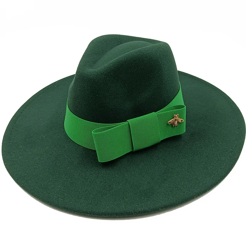 Low price wholesale Fedora hats Winter jazz monochrome bow elastic band men and women red jazz hats Fedora hats sombrero hombre - KIMLUD