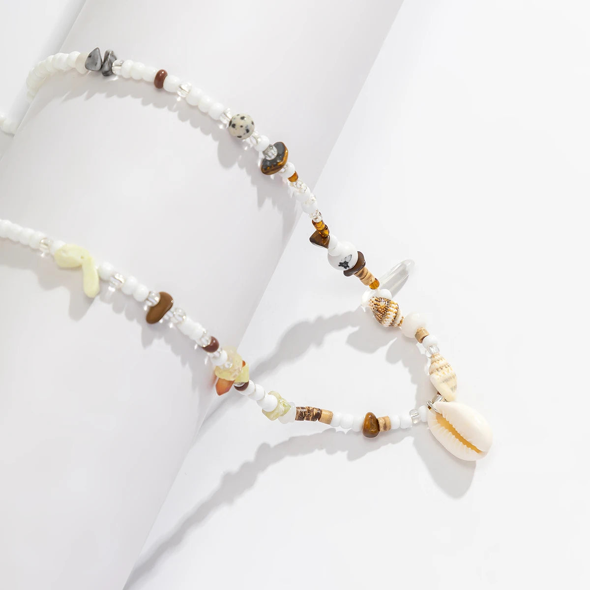 Boho Acrylic Shell Pendant Waist Chain Beaded — White | KIMLUD