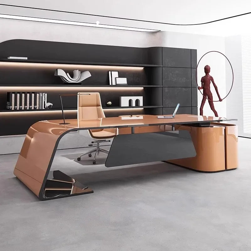 Wooden Standing Office Desk — Natural Wood | KIMLUD