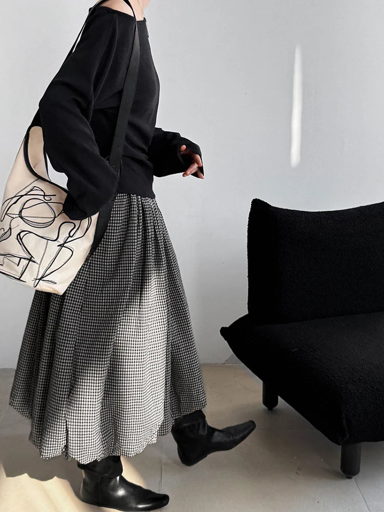 Sweatshirt – Irregular Pleated – Jersey – Black | KIMLUD