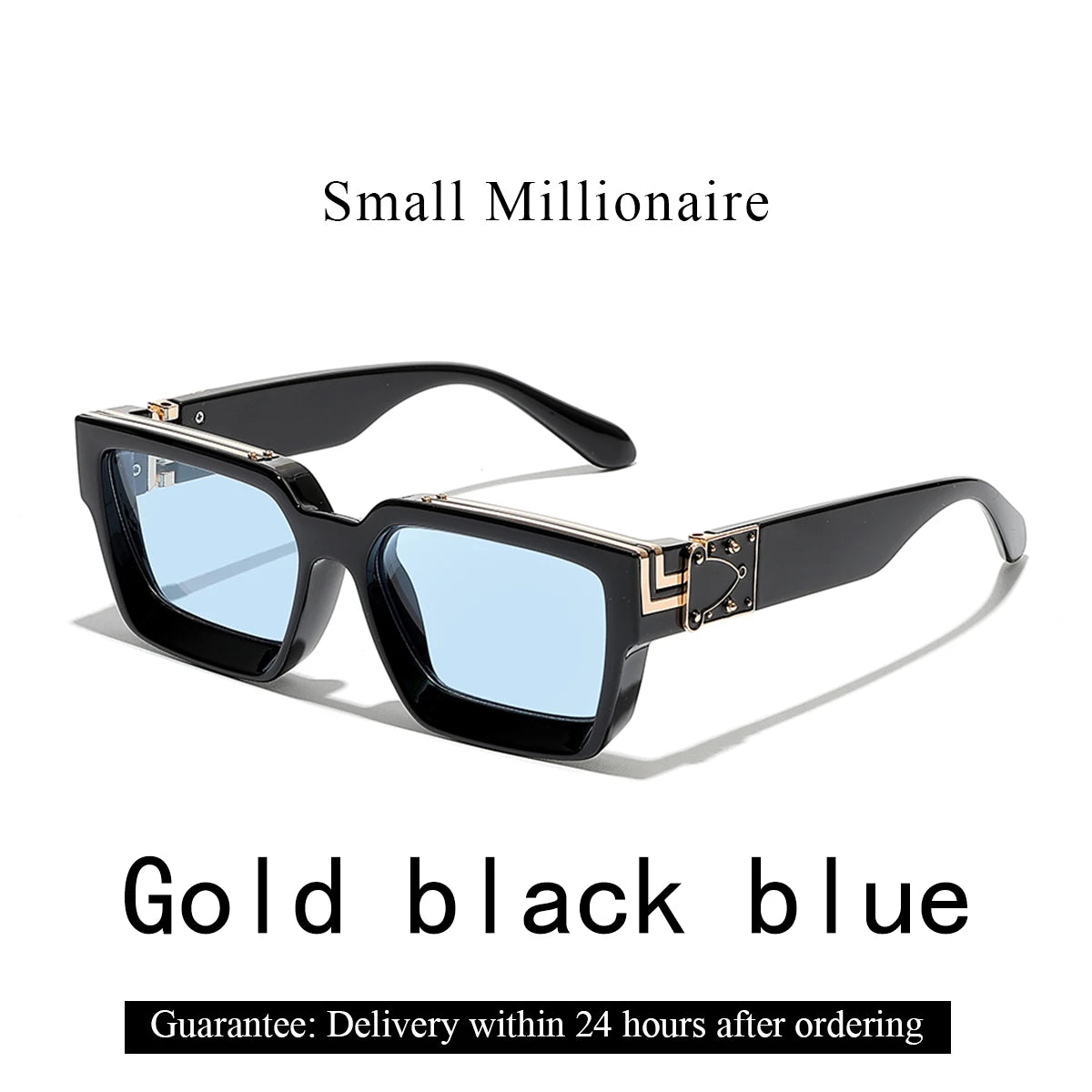 Retro Square Sunglasses Millionaire Shades — Black | KIMLUD