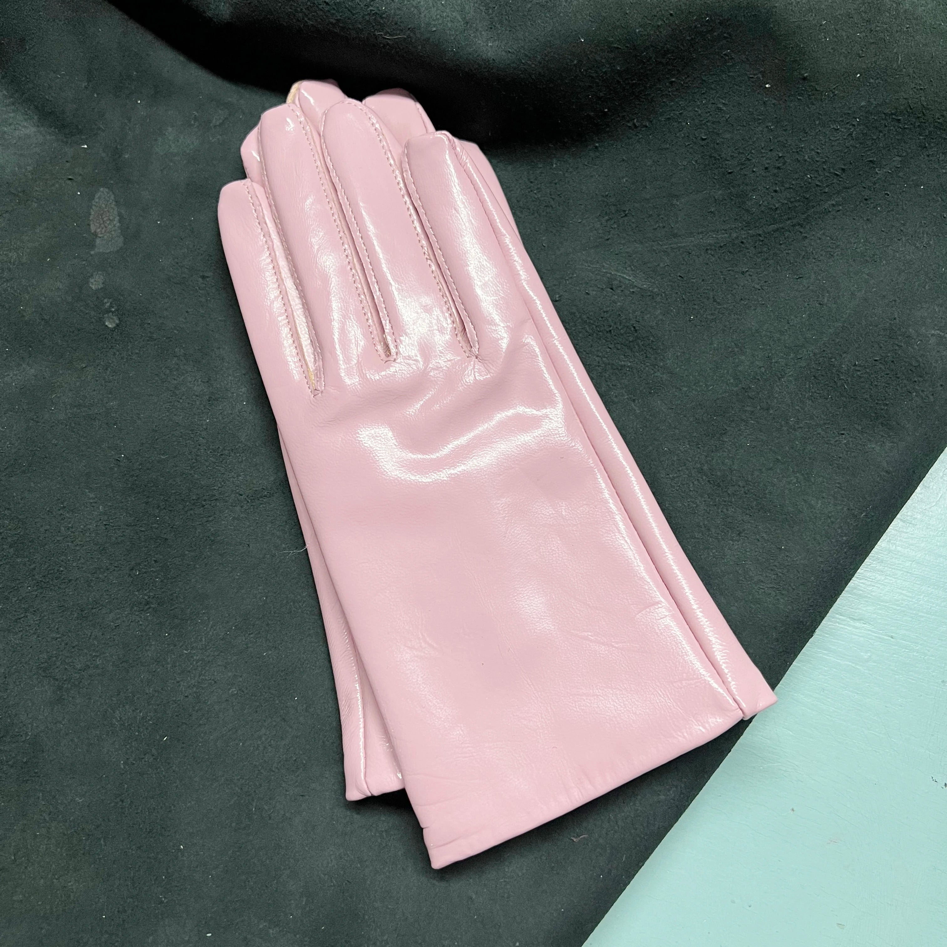 Leather Gloves Genuine Lambskin Short Black | KIMLUD
