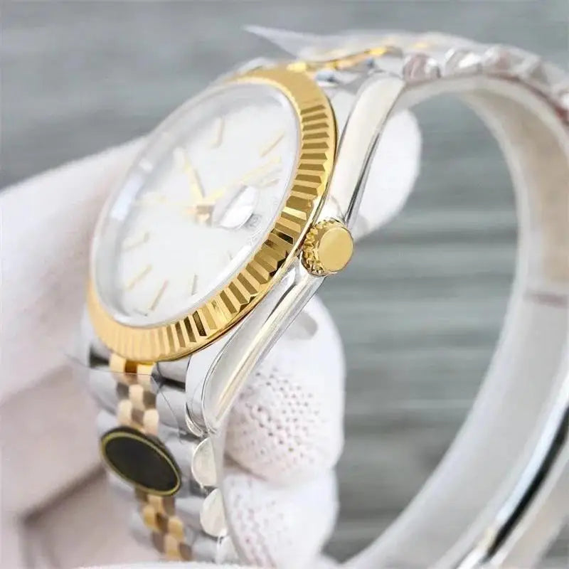 Automatic Watch for Men Mechanical Watches Stainless Steel Carved Calendar Gold Black White Waterproof Luxury Classic Business