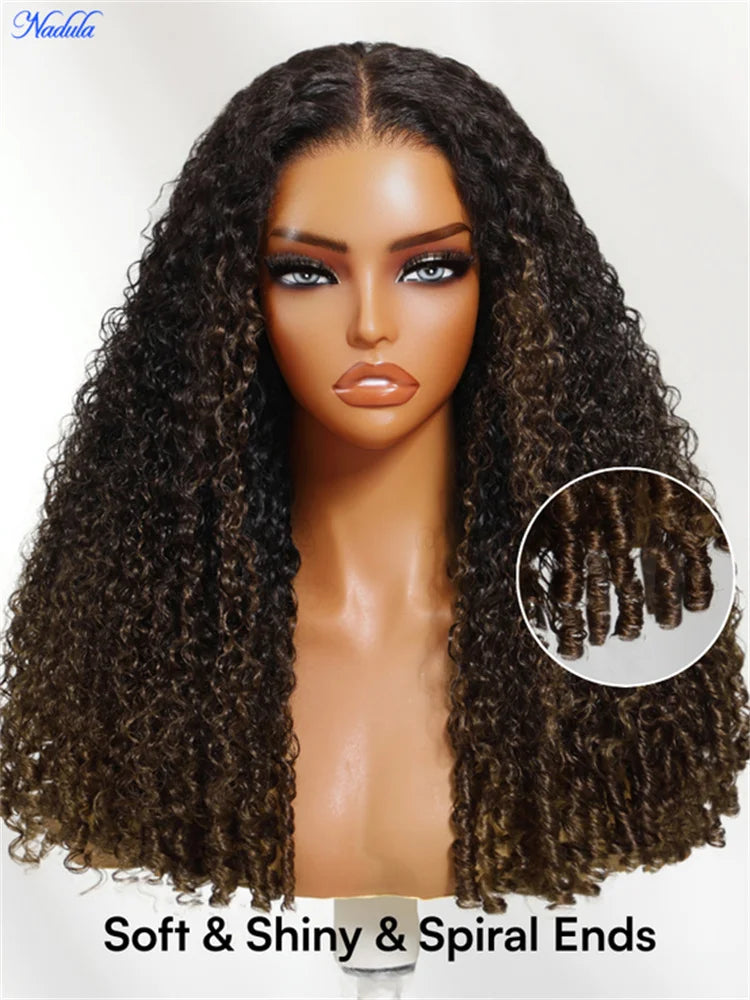 Lace Front Wig – Glueless Burmese Curly – Human Hair – Chestnut Brown | KIMLUD