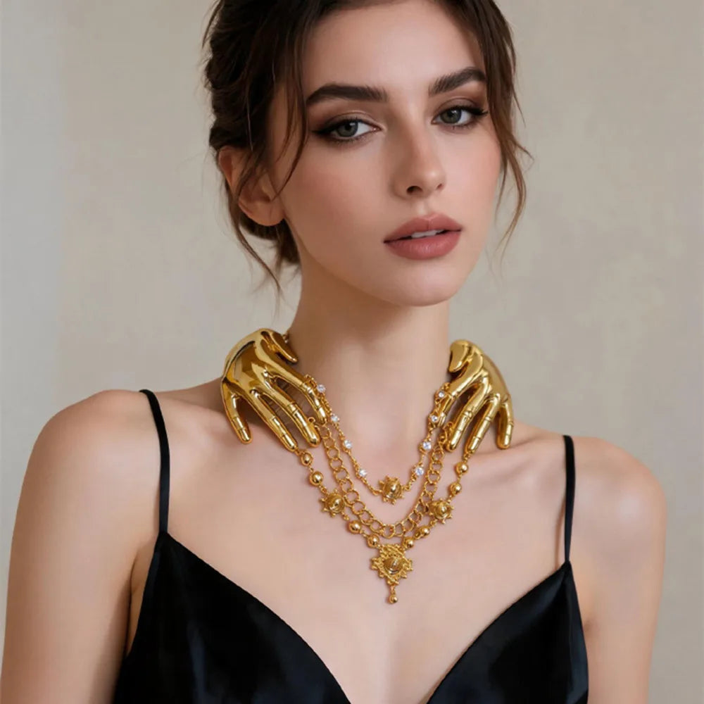 Choker Necklace – Hand Charms – Metal Alloy | KIMLUD