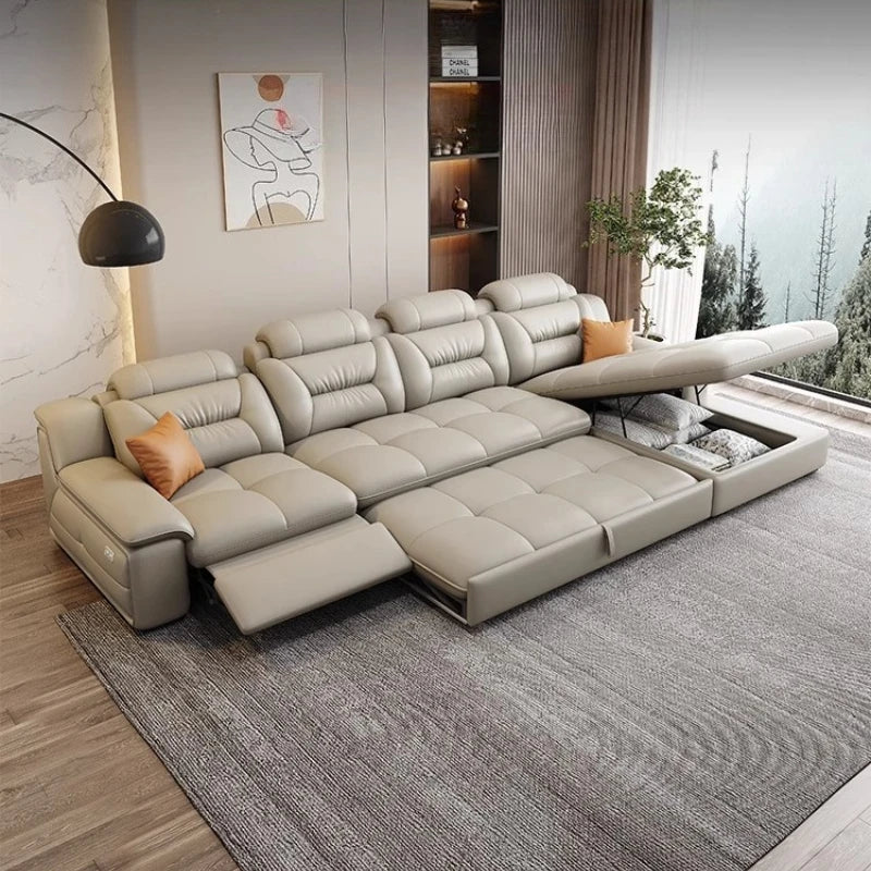 Multifunctional Designer Sofa Bed With Storage System For Spacious Living — Ivory-Beige | KIMLUD