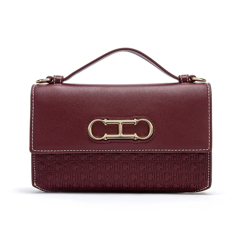 Leather Letter Print Crossbody Bag — Black | KIMLUD