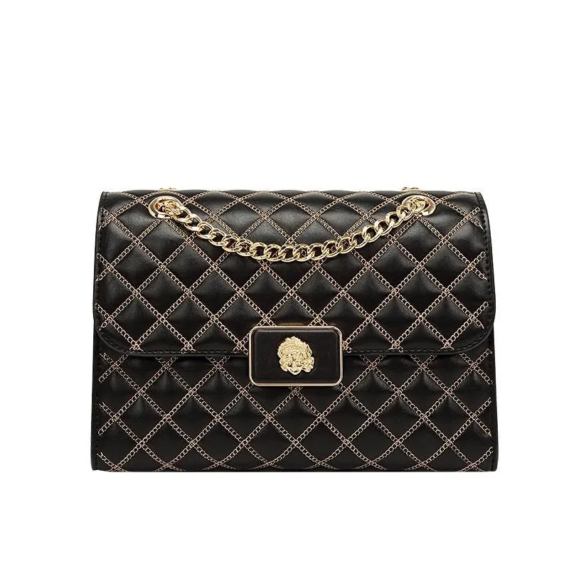 Metallic Diamond Grid Crossbody Bag — Silver | KIMLUD