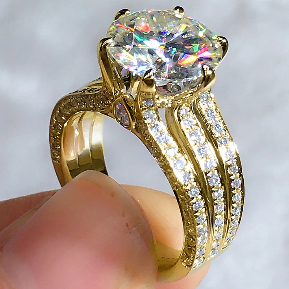 Huitan Luxury Six Claw Cubic Zirconia Rings Wedding Engagement Bands High Quality Silver Color AAA CZ Ring Women Fashion Jewelry