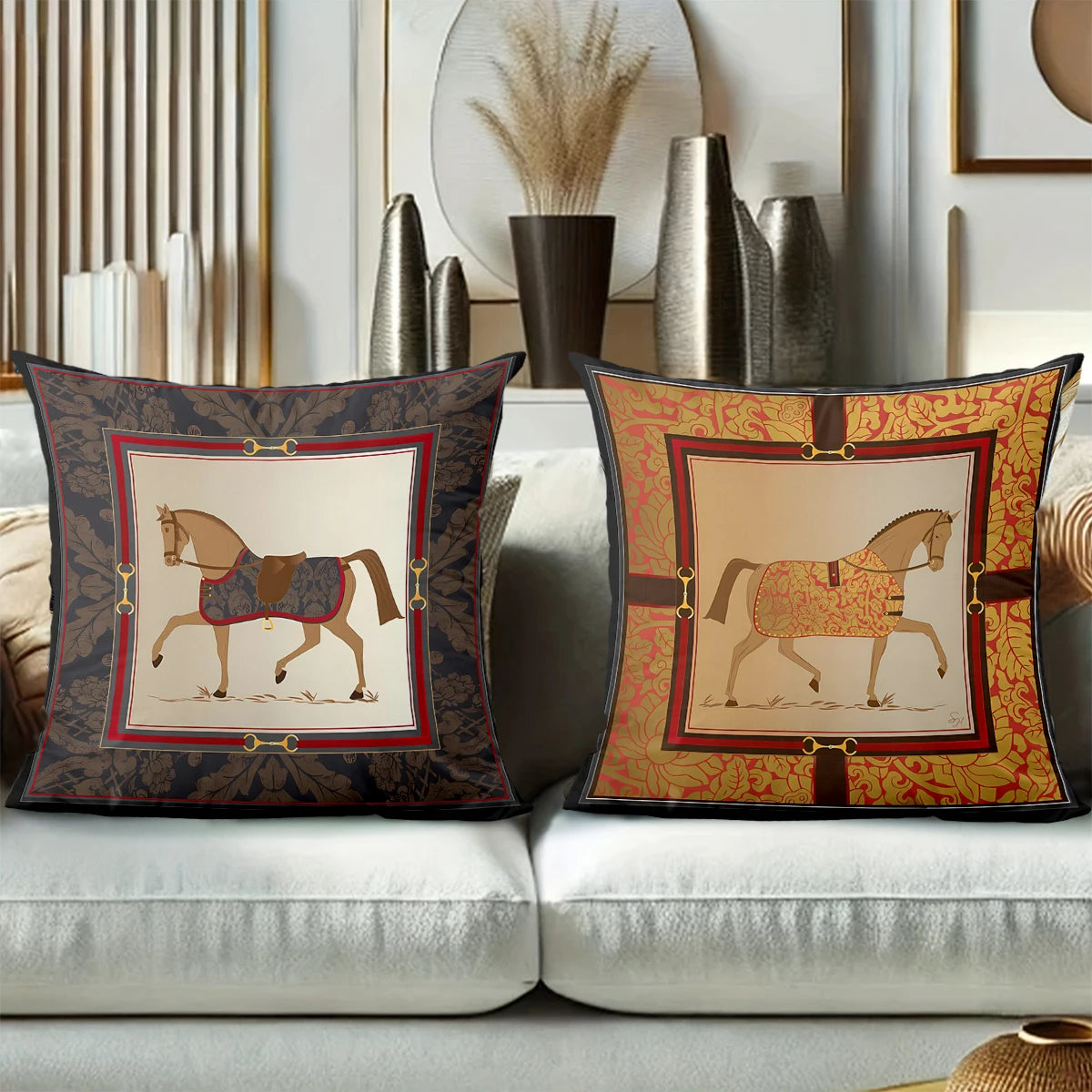 Stylish Horse Patterned Cushion Covers For Home Decor Polyester pillowcase, sofa decorative cushion cov Headboard Pillow