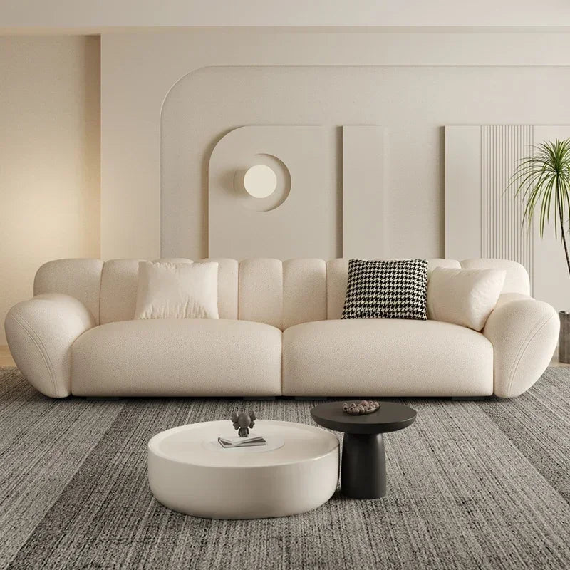 Velvet Sofa Set Nordic Minimal Relaxed — Creamy White | KIMLUD