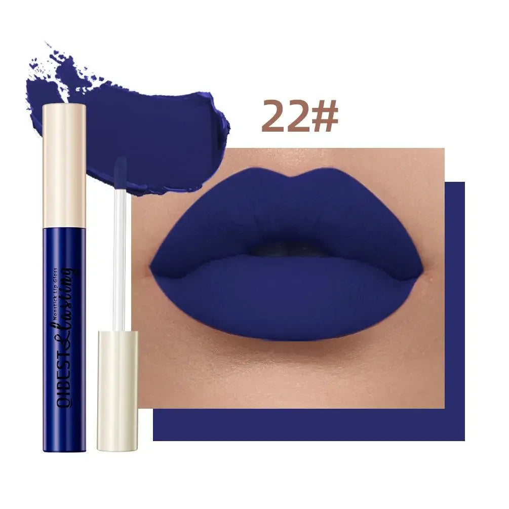 Nude Matte Lip Gloss 24 Colors Long-lasting Velvet Lipstick Waterproof Non-stick Cup Sexy Red Dark Lip Tint Makeup Cosmetic