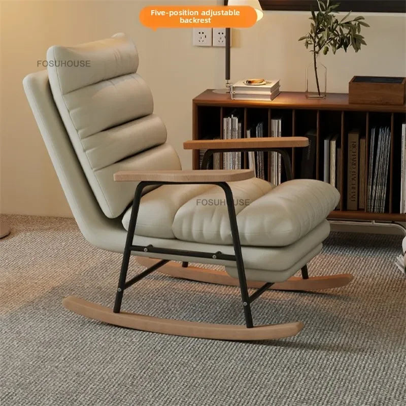Modern Adjustable Backrest Leisure Living Room Chairs Luxury Rocking Chair for Bedroom Small Apartment Armchair Home Furniture
