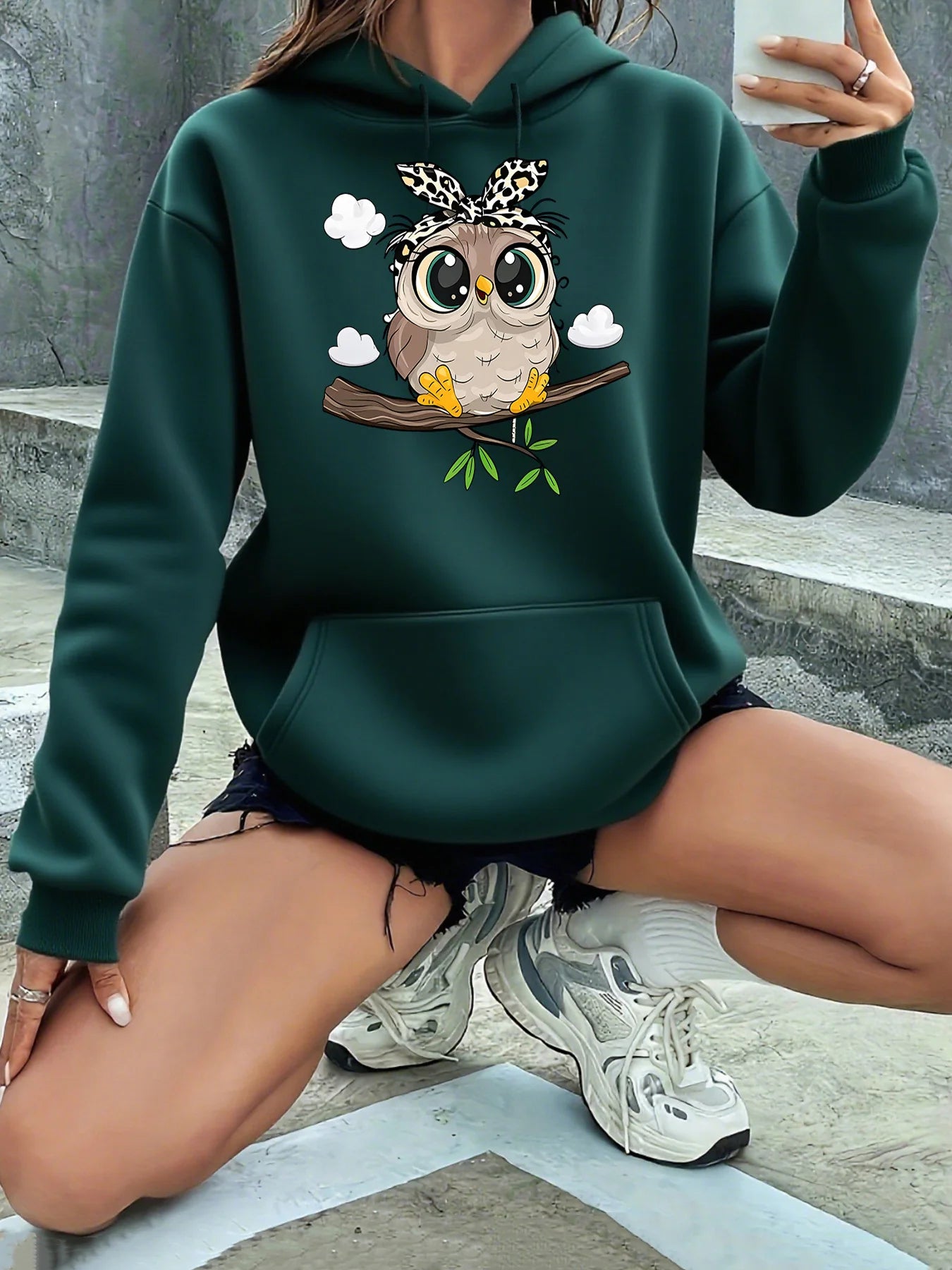 Hoodie – Alphabet Print – Polyester – Loose | KIMLUD