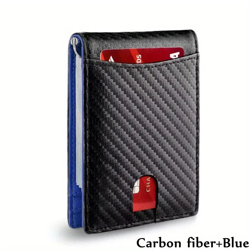 Metal Money Clip Wallet RFID Blocking Slim Card Holder Money Bag Credit Cardholder Carbon Fiber Bifold Smart Wallet for Men
