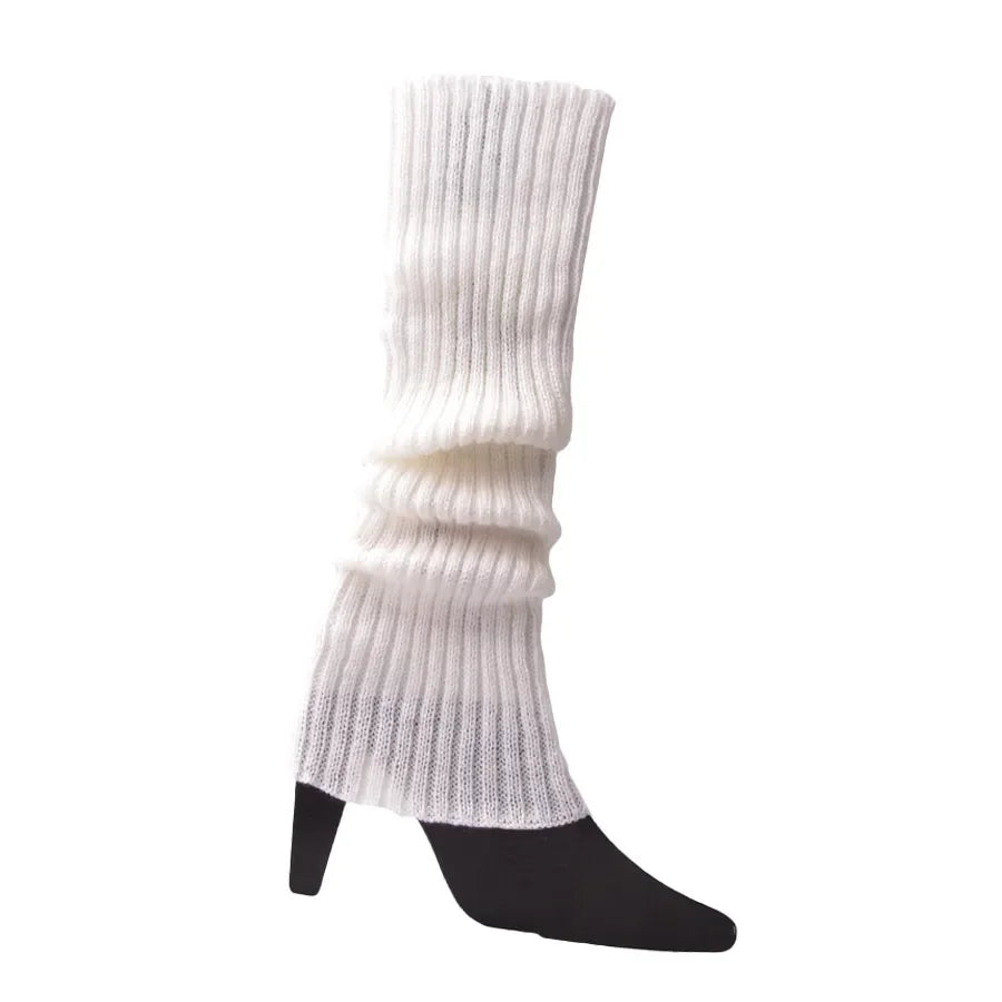 Knit Socks Neon Ribbed Leg Warmers — Black | KIMLUD