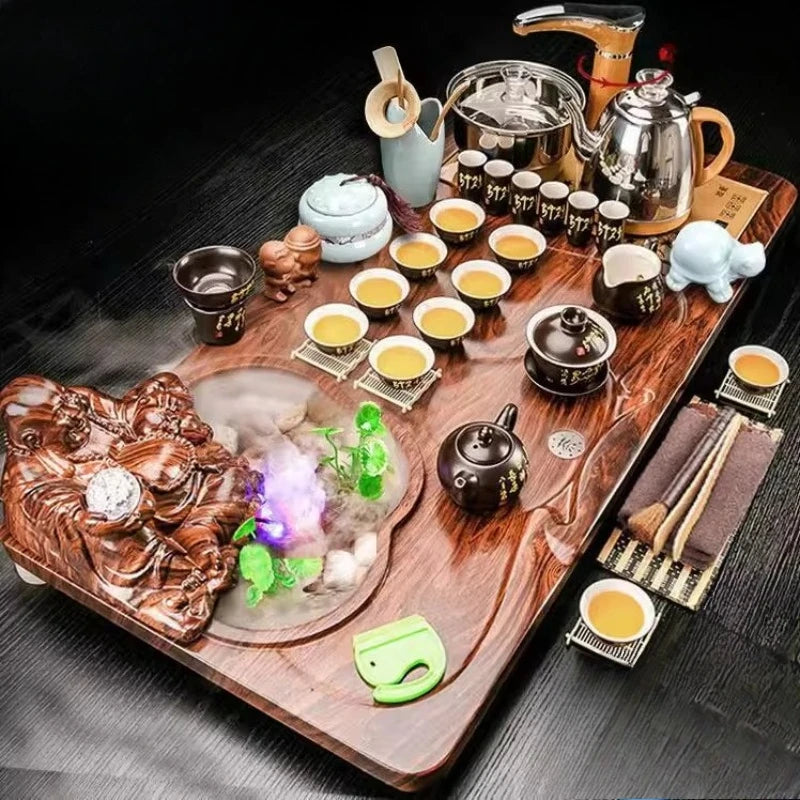 Luxury Rectangle Tea Tray Hospitality Ceremony Serving Accessories Drainage Tea Tray Chinese Kung Fu Bandejas Home Decorationgs