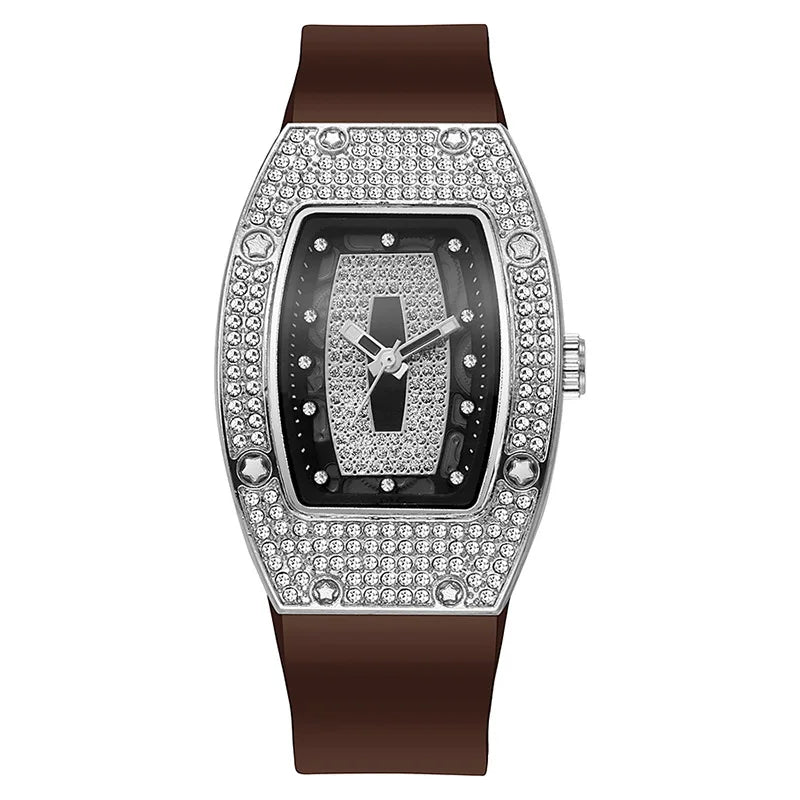 Silicone Tonneau Luxury Watch — Rose Gold | KIMLUD