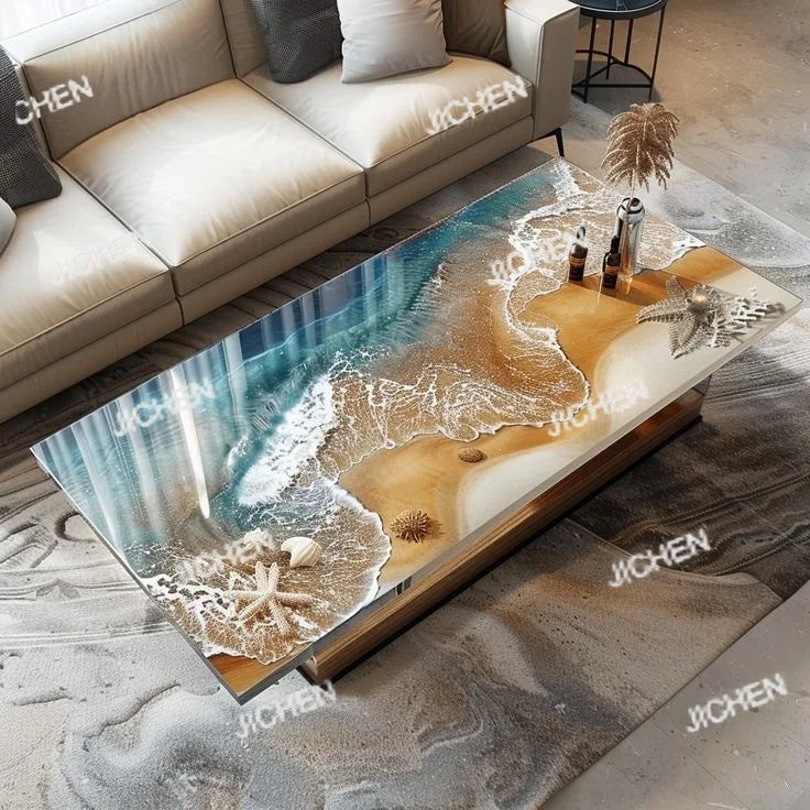 Premium Luxury Furniture Dining Kitchen Dining Solid Walnut Coffee River Epoxy Flat Table