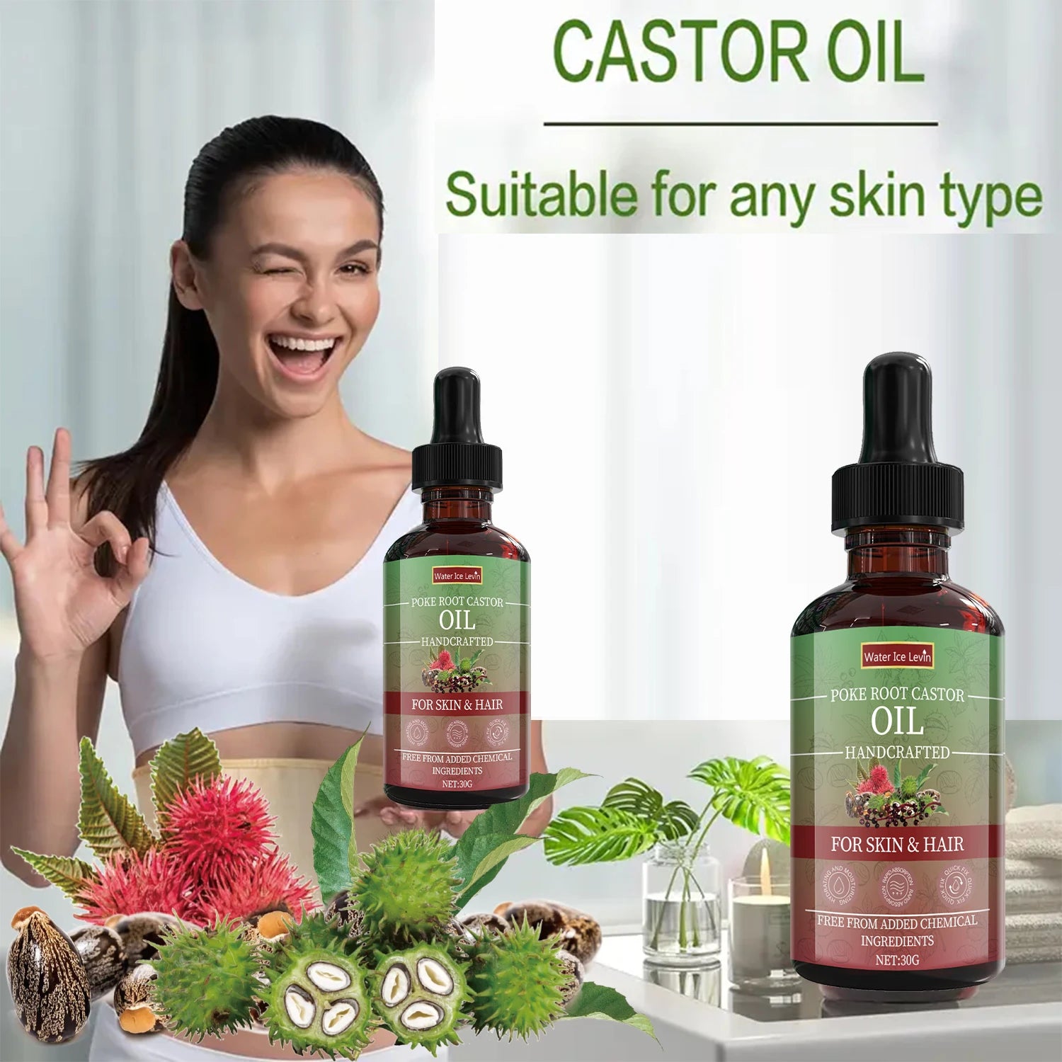 Poke Root Castor Oil Treatment Velvet Moisture For Skin And Hair — Emerald | KIMLUD