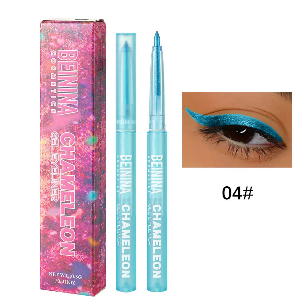 Metallic Chameleon Eyeliner Gel Pen Glitter Multicolor Effect Waterproof Quick Dry — Blue | KIMLUD