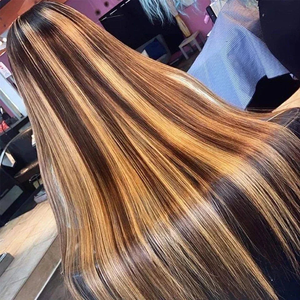 360 Full Lace Wig 40 Inch Ombre Silk Straight — Honey Blonde | KIMLUD