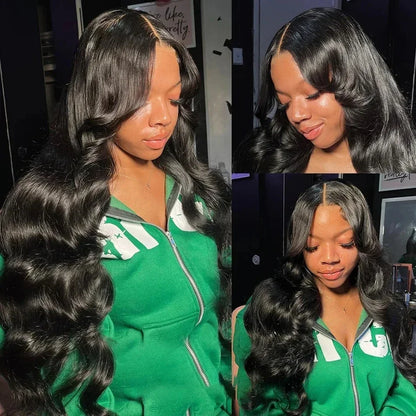 HD Transparent Lace Frontal Wig 42-44in Body Wave — Deep Black | KIMLUD