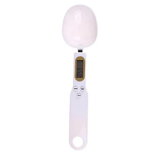Plastic Digital Kitchen Scale Mini Spoon 0.1–500g Precision LED Display — White | KIMLUD