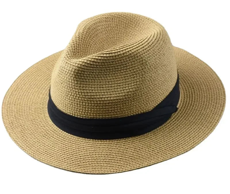 Panama Straw Hat Wide Brim Plus Size — Natural | KIMLUD