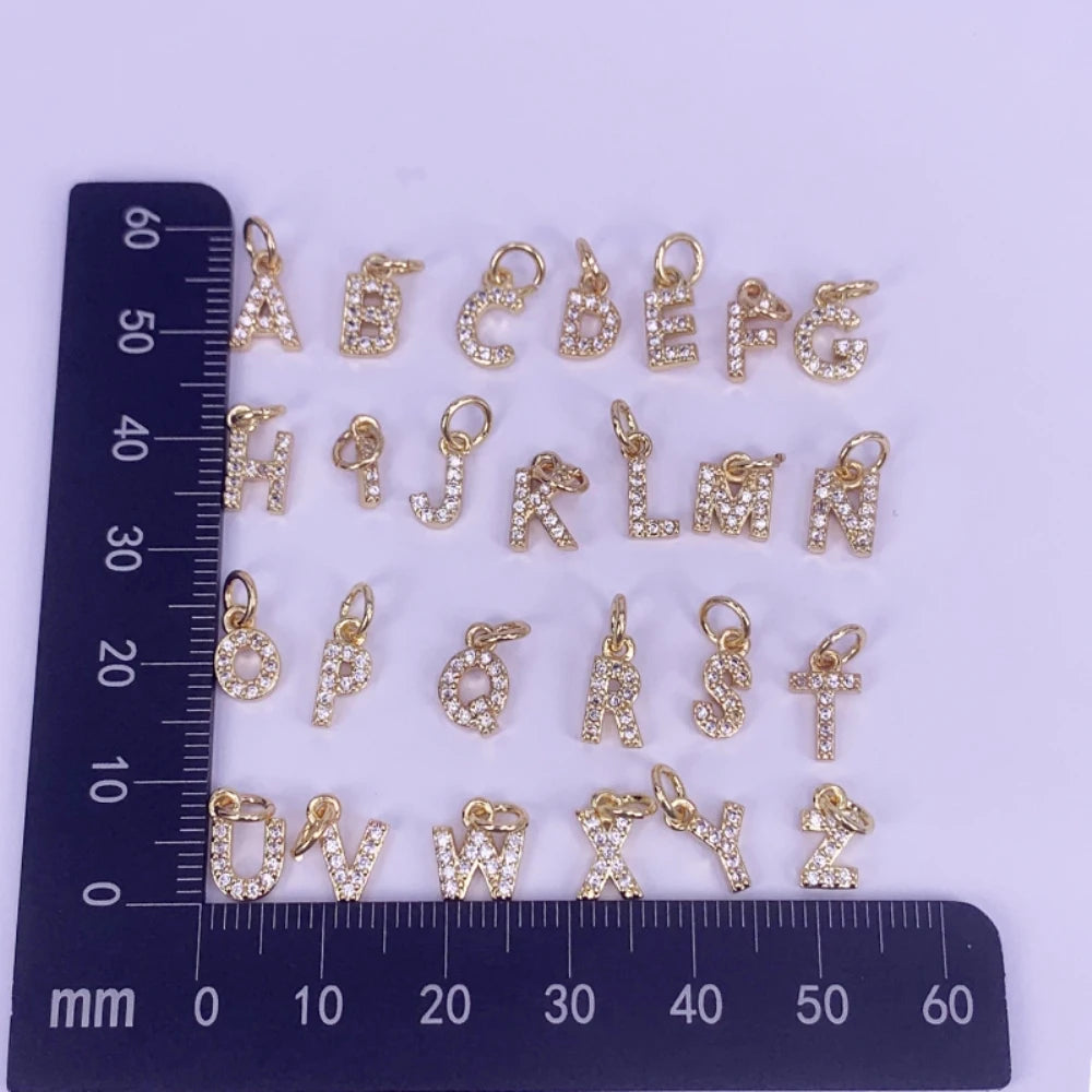 Gold Plated Initials Pendant Alphabet CZ Zircon — Gold | KIMLUD