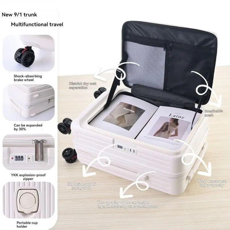 19 minutes ago, the expandable zipper box with an open lid is 20 inches. It is a male suitcase and a travel suitcase for female