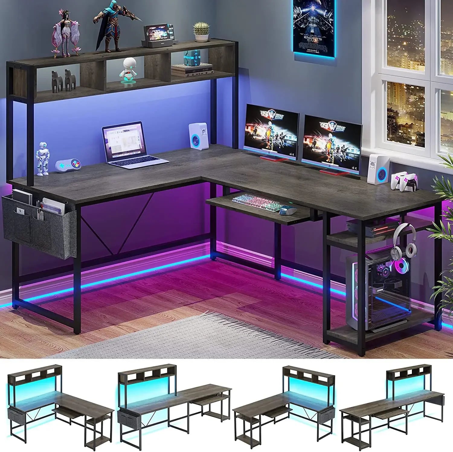 -Factory Furniture Wholesale Customization Large Cheap L-Shaped Simple Computer Desk With Shelf For Office Home