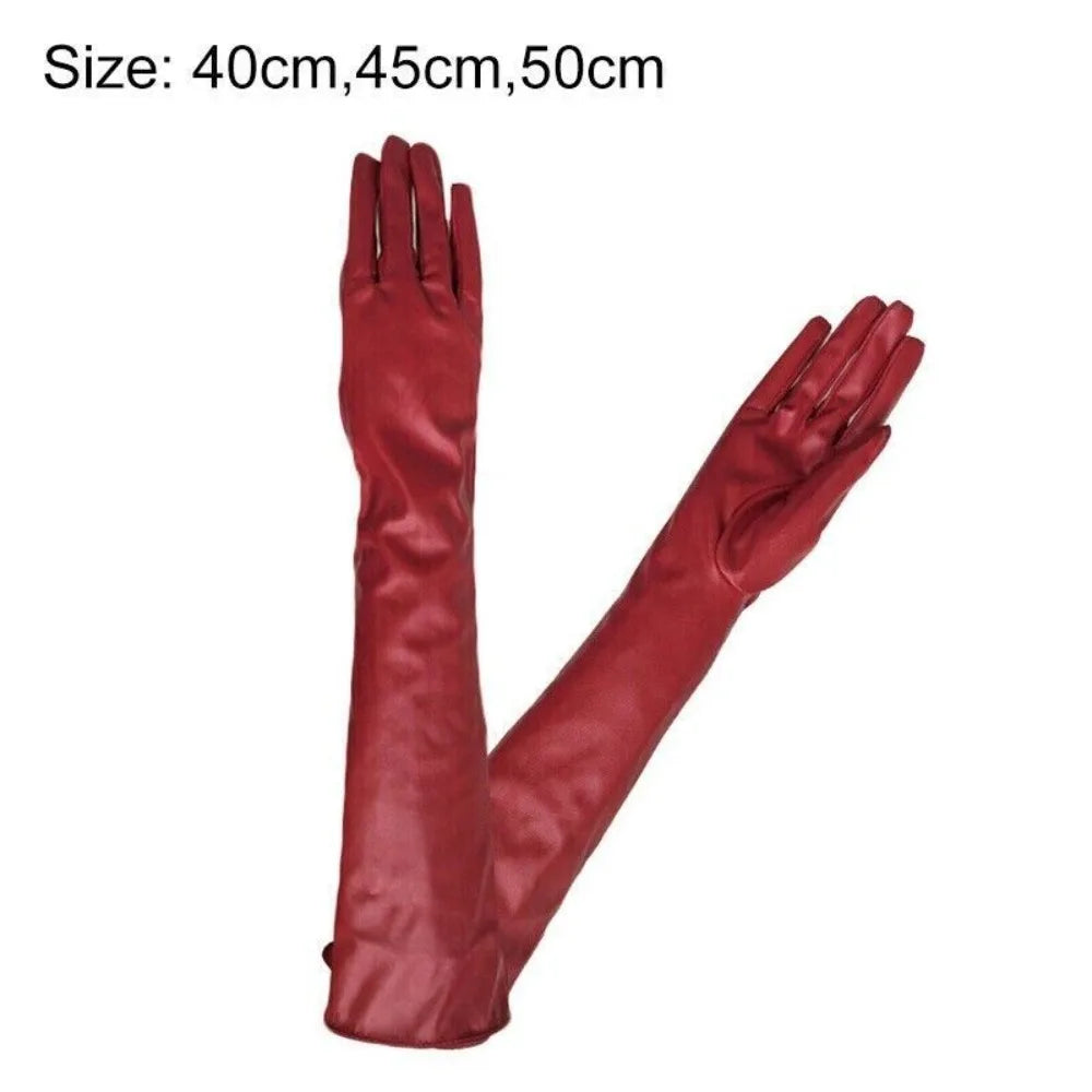 Long Elbow Gloves – Soft Lined – Synthetic Leather | KIMLUD