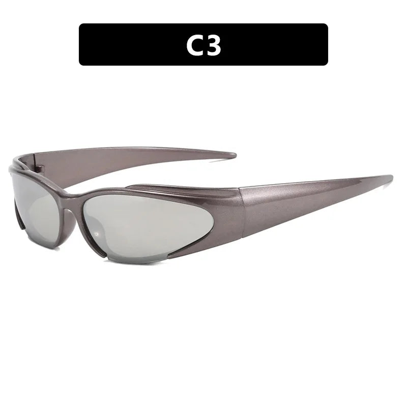 Women Retro Brand Design Fashion Shades Punk Sun Glasses Classic Wrap Around Y2k Sunglasses for Men Outdoor Sports Goggles - KIMLUD