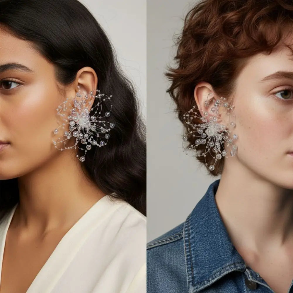 Handmade Floral Dresses Plastic Drop Earrings — Transparent | KIMLUD
