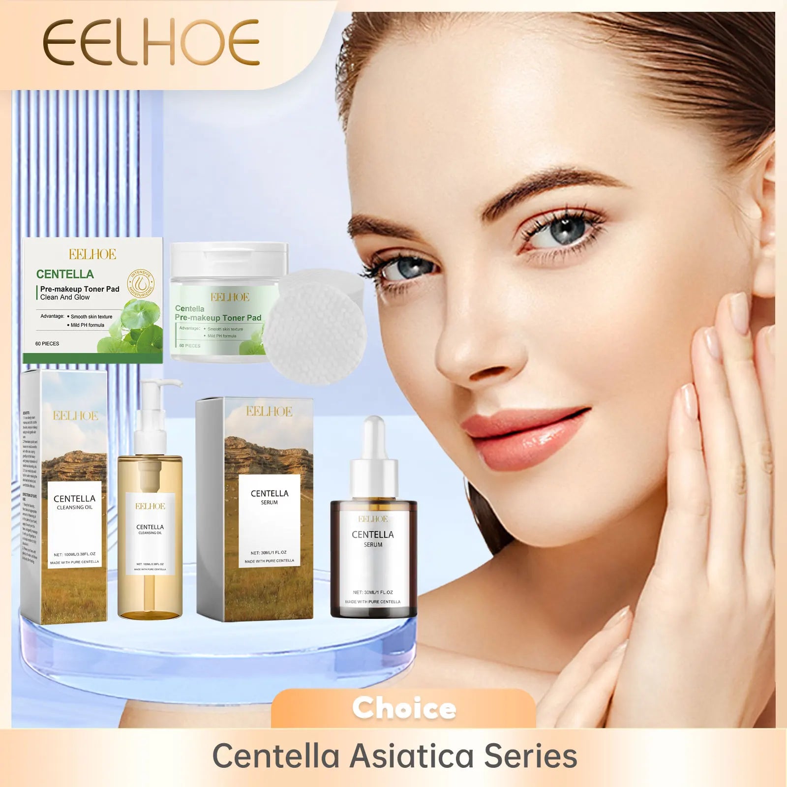 Centella Skincare Set Facial Moisturizing Pore Care Acne Control Brightening — Soft White | KIMLUD