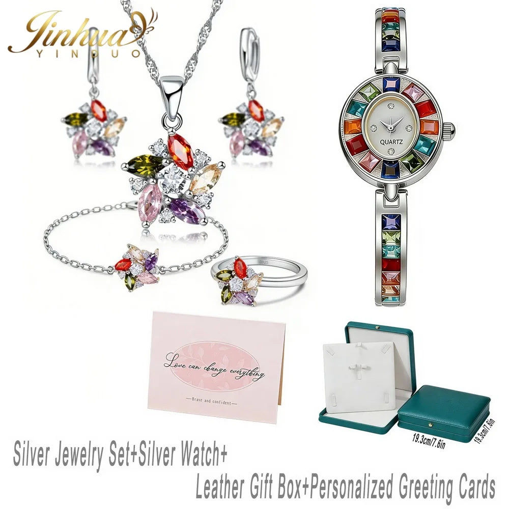 Sterling Silver Jewelry Set Windmill CZ — Turquoise | KIMLUD