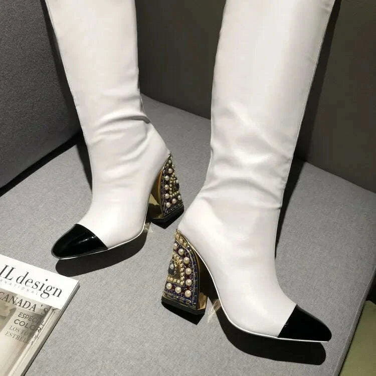 kimlud-colored-rhinestone-cowhide-mid-tubeknee-length-boots-thick-heeled-square-toe-black-gold-runway-runway-performance-high-heels-kimlud-womens-clothes-35044516