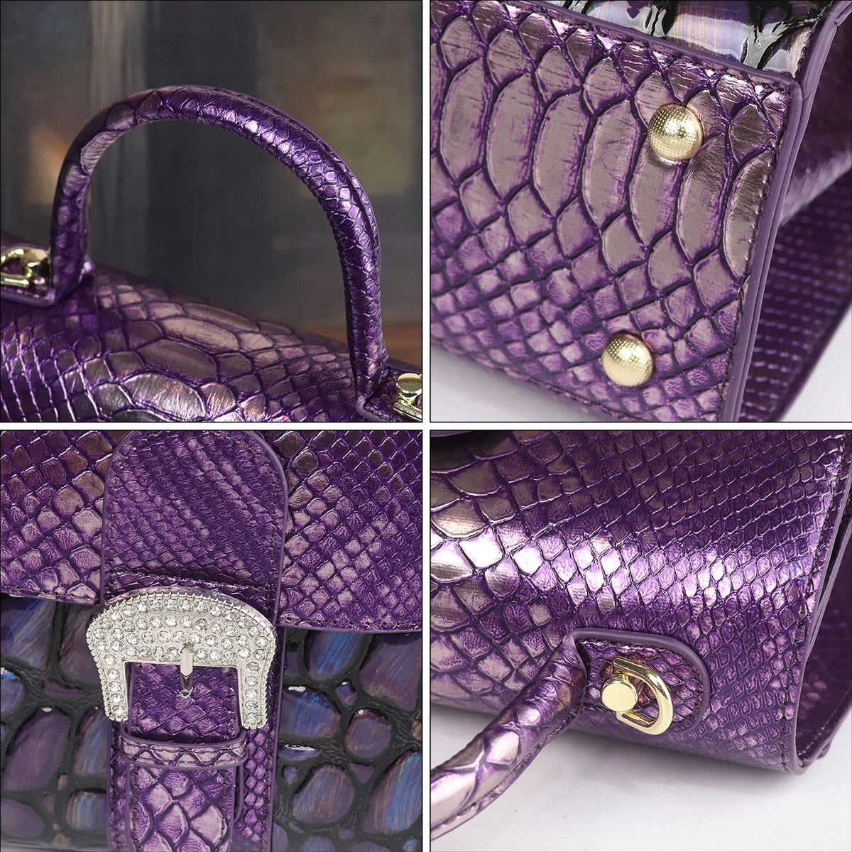 Stone-Patterned PU Crossbody Bag Single-Shoulder — Purple | KIMLUD