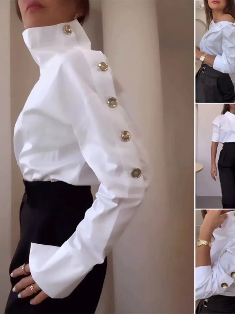 KIMLUD, New Fashion Shirt For Women Women 2025 Casual Long-sleeve Button Women's Blouse Spring Chic White Tops Office Shirts Female, KIMLUD Womens Clothes