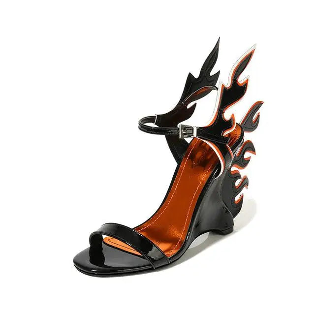 Patent Leather Gladiator Platform Wedge Sandals — Orange | KIMLUD