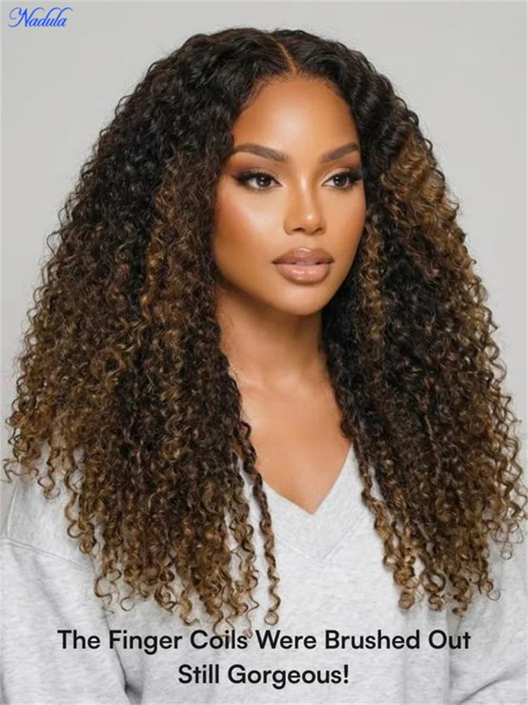 Wig – Glueless Curly Wig – 100% Human Hair – Chestnut Ombre | KIMLUD