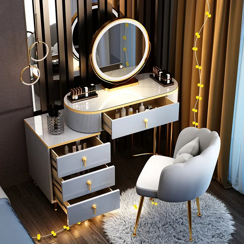 European Modern Vanity Table Storage Brass Hardware — Deep Blue-Dust | KIMLUD