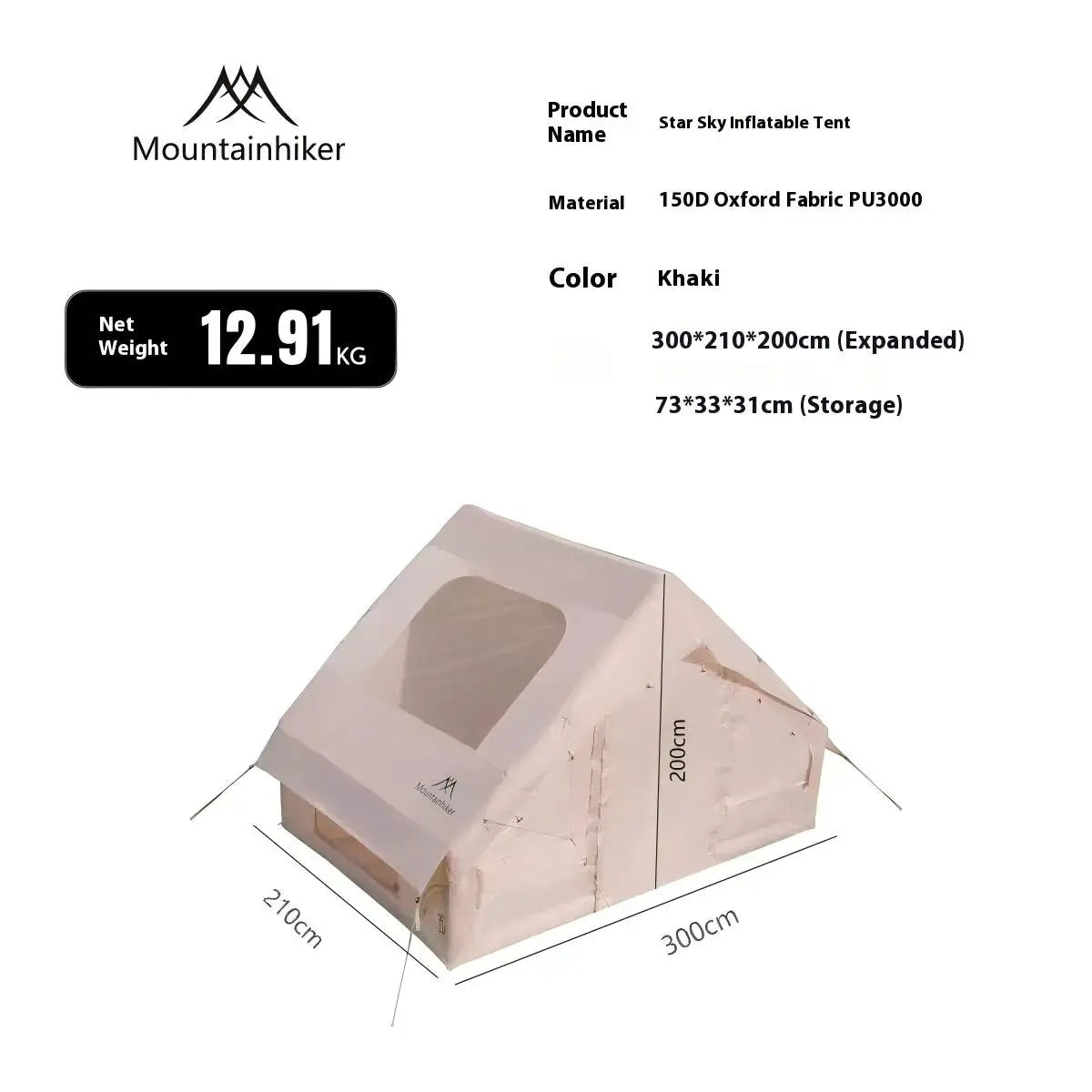 MOUNTAINHIKER Extra Large 3-6 Person Inflatable Family Camping Tent with High-Quality Windproof and Spacious Interior