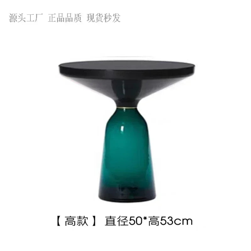 Nordic Creative Glass Round Coffee Table Combination Living Room Reception Side Table Transparent Light Luxury Coffee Tables