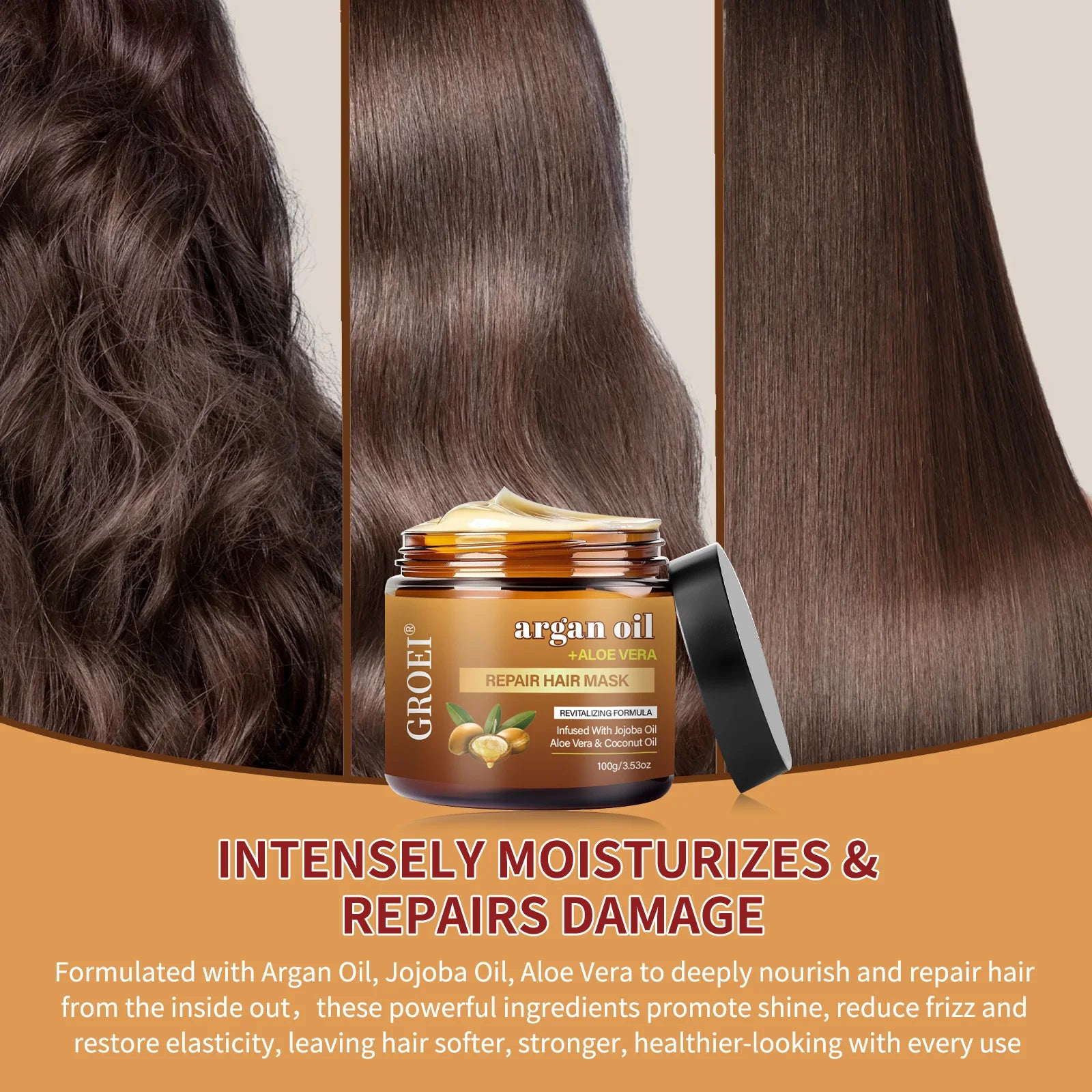 Argan Oil Hair Mask Deep Repair Hydration — Ivory | KIMLUD