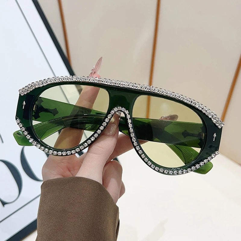 Crystal Rhinestone Luxury Sunglasses — Black | KIMLUD