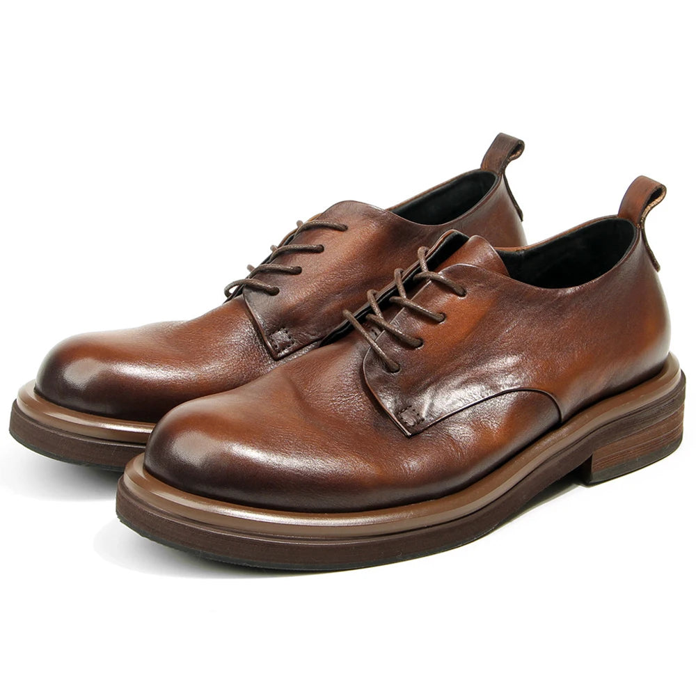 Genuine leather Men's formal shoes Retro Man Leather shoes Luxury Quality Wedding Social Shoes Male Business Shoes Handmade 2025