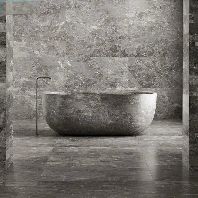 Customizable Freestanding Marble Bathtub Natural Stone Tub, Luxury Soaking Tub for Villa/Hotel, 180cm Carrara Royal Cream Bath