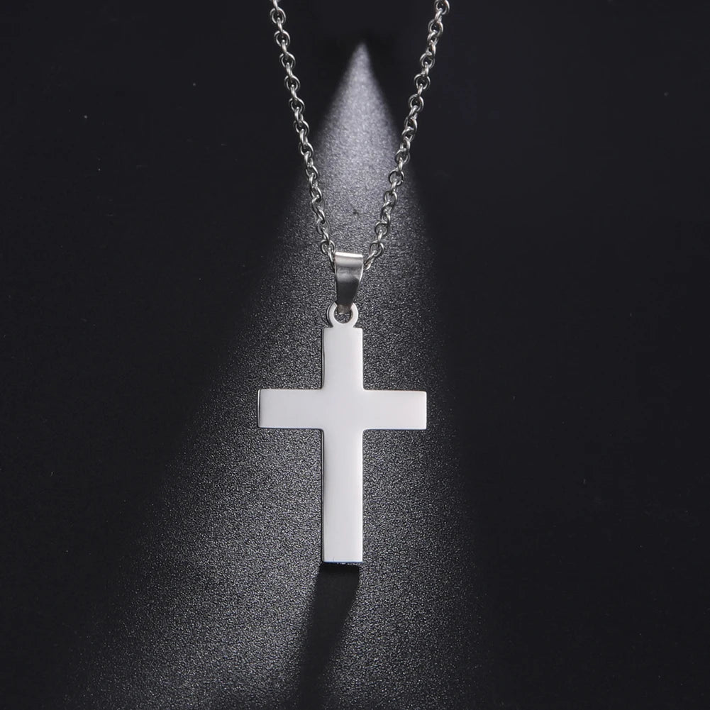 Gold-Tone Stainless Steel Cross Pendant Choker Necklace — Gold | KIMLUD